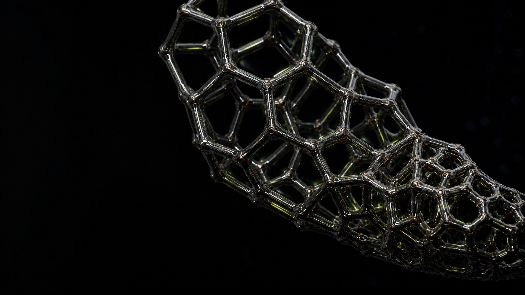 A black rhombic-dodecahedral artificial-muscle lattice flexing in a dark materials laboratory